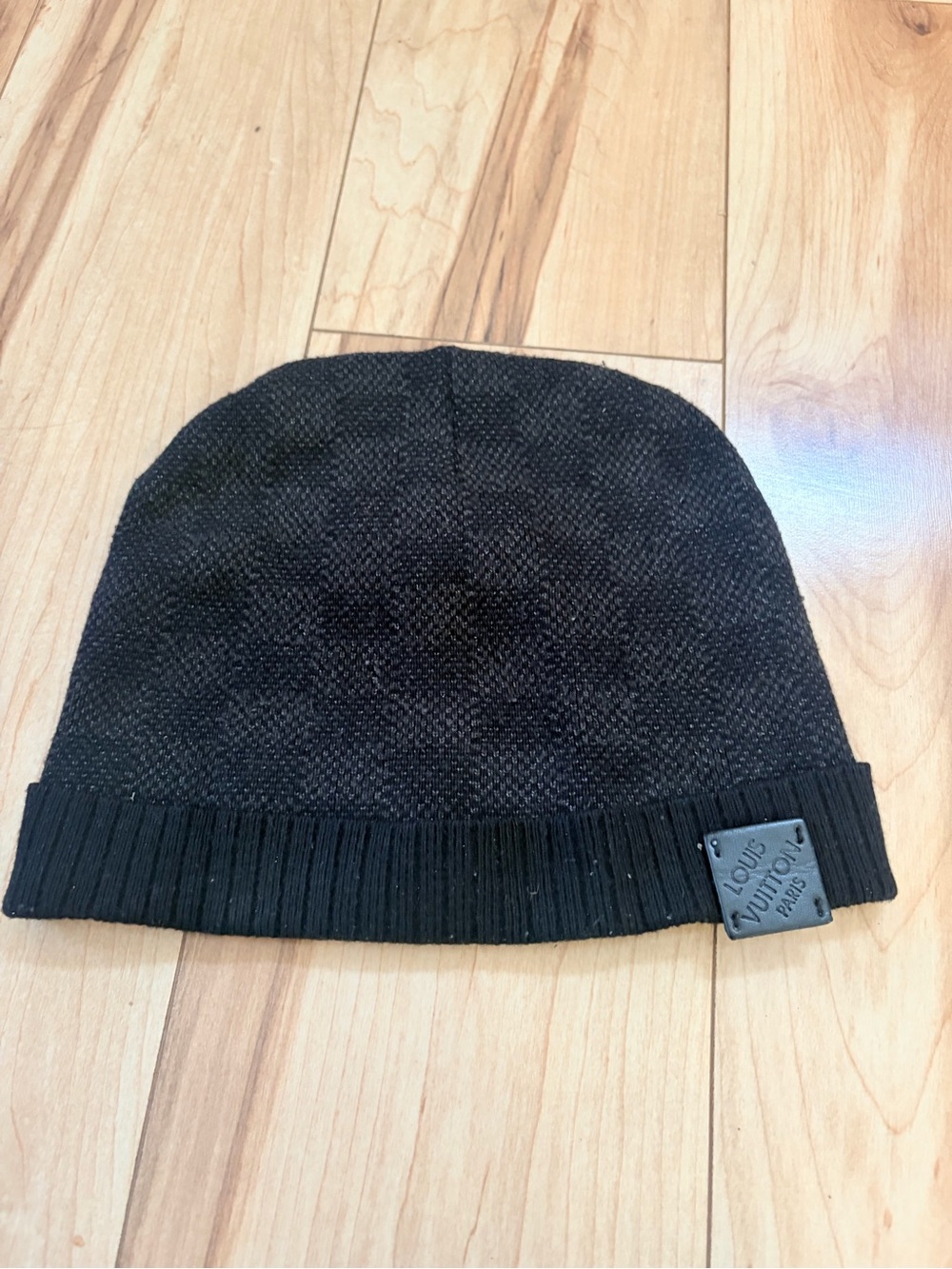 Louis Vuitton Black Knit Beanie with Branded Patch